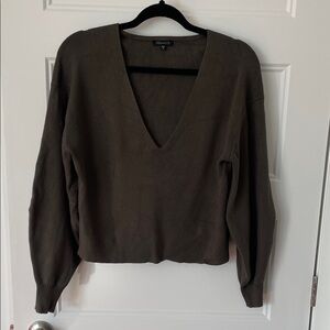 Dynamite Olive V-Neck Sweater